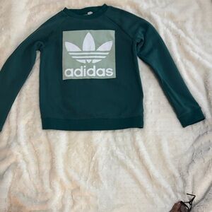adidas Dark Green Crewneck Sweatshirt with White Trefoil